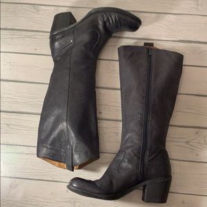 Nine West Black Oiled Leather Boots